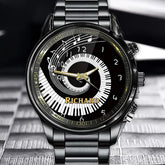 Personalized Music-Themed Watch – Spiral Piano and Notes Design